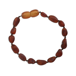 Amber Teething Bracelet for Teething Babies and Toddlers (Dark Cognac)