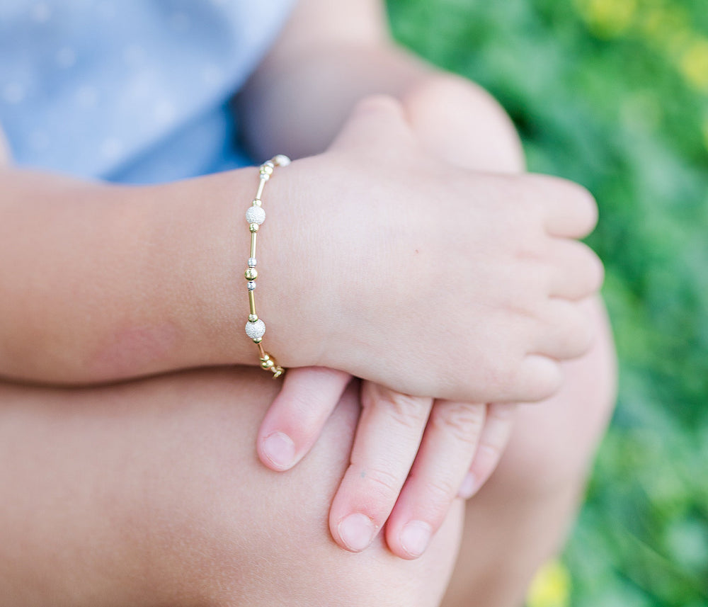 Averleigh - Little Girls 14K Gold-Plated Bracelet with Silver Stardust Beads