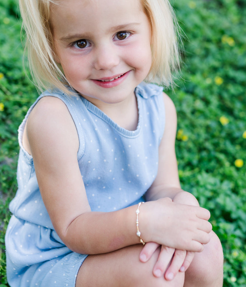 Averleigh - Little Girls 14K Gold-Plated Bracelet with Silver Stardust Beads