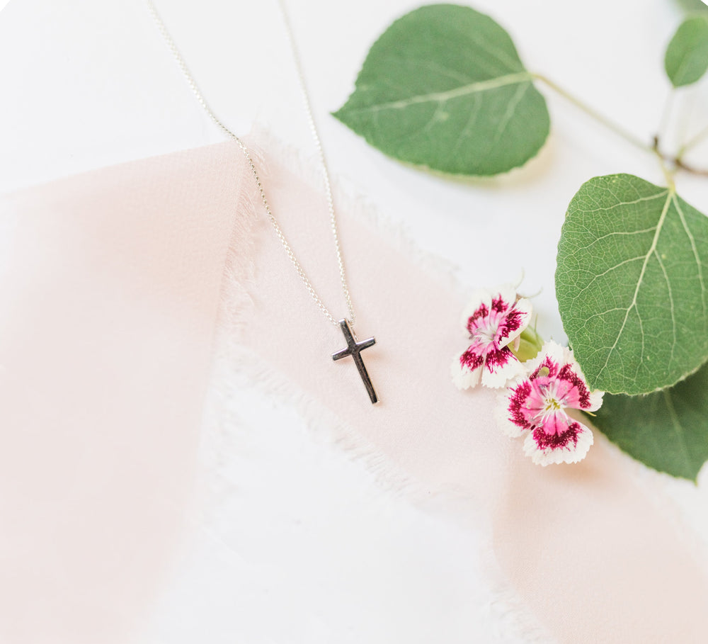 Children's Sterling Silver Dainty Cross Charm Necklace for First Communion or Confirmation Gifts for Girls, Kids 1st Holy Communion Necklace