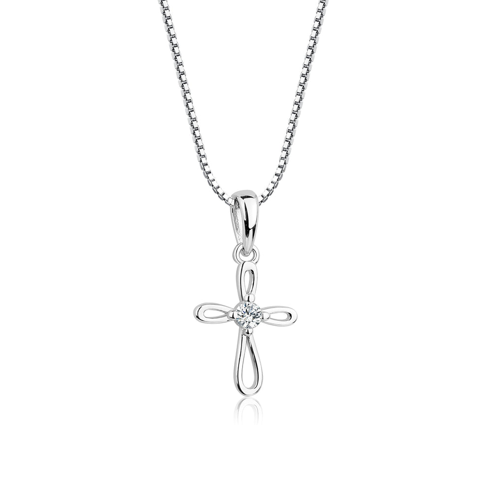 Sterling Silver Children's Infinity Cross Necklace for Kids