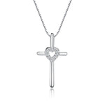 Sterling Silver Children's Cross Necklace with CZ Heart