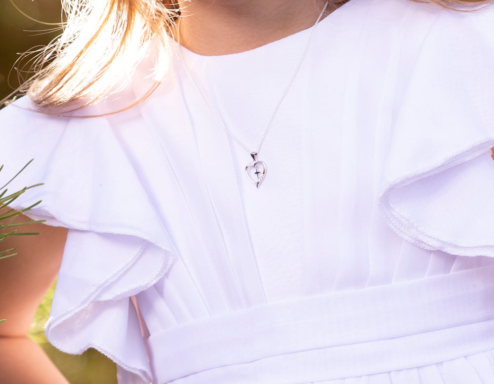 First Communion Dancing Cross Necklace for Girls