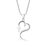 Sterling Silver Children's Cross Heart Necklace (BCN-Dangling Cross Heart)