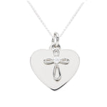 Sterling Silver Children's Engraveable Heart with Cross Necklace