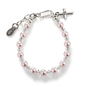 Bella - Sterling Silver Pink Pearl Cross Bracelet