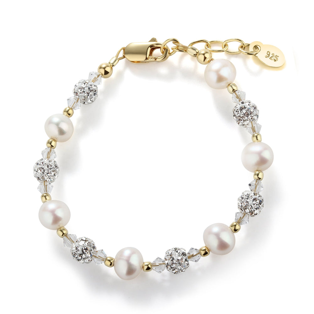 Charlotte - 14K Gold Plated Pearl and Sparkling Stardust Children's Bracelet