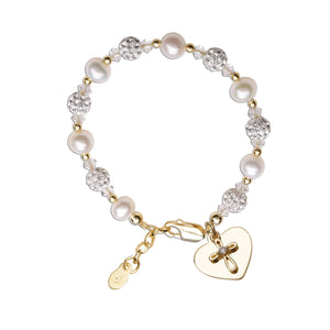 Charlotte - 14K Gold Plated Pearl and Sparkling Stardust Children's Bracelet