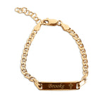 ID Bracelet (Cross) - Sterling Silver or 14K Gold Engraveable I.D. Bracelet for Children