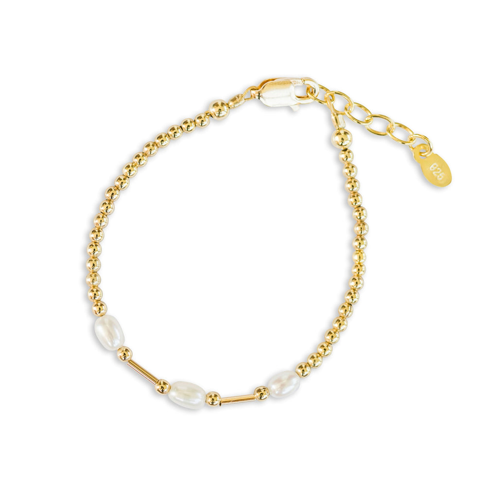 Emery - Little Girls 14K Gold-Plated Pearl Bracelet for Babies,Toddlers and Kids