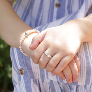 Emily - Girls Sterling Silver Pearl Cross Bracelet for Baptism or First Communion