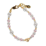 Evelyn - 14K Gold-Plated Pink Pearl Heart Bracelet for Baby, Toddlers, and Kids