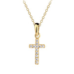 14K Gold-Plated Children's Cross Necklace with CZs for Girls