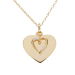 14K Gold-Plated Heart with CZ Heart Necklace