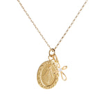 Gold-Plated Miraculous Medal with Cross Necklace for First Communion