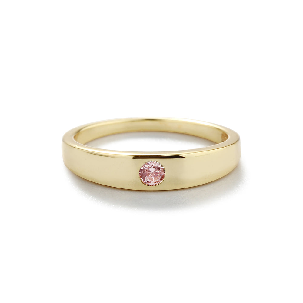 14K Gold-Plated Baby Ring with Pink CZ for Kids