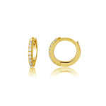 14K Gold-Plated Huggie Hoop Earrings with CZs for Kids and Women