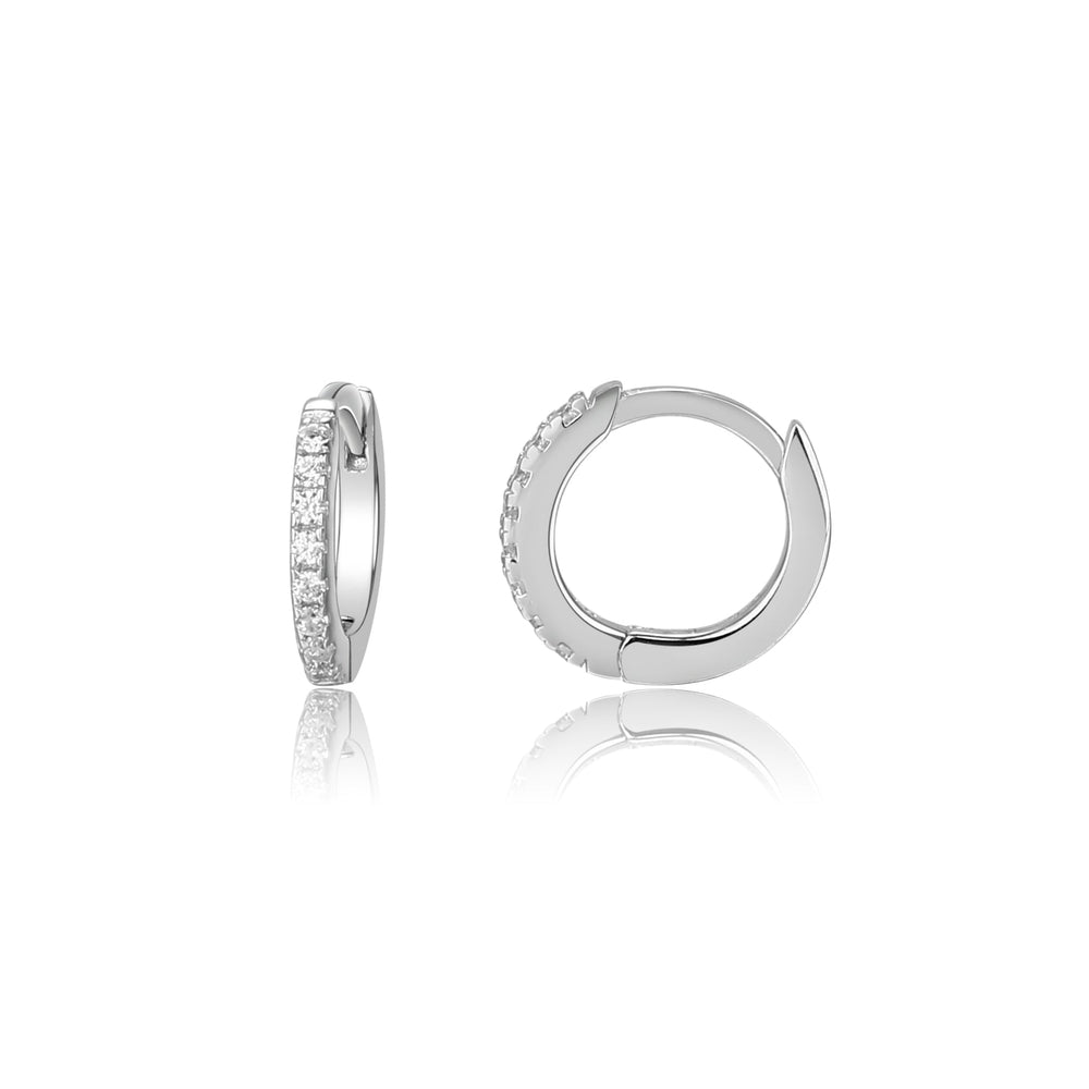 Sterling Silver Huggie Hoop Earrings with CZs for Kids 10mm