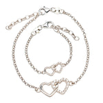 Mom and Me Bracelet Set - Silver Hearts