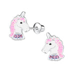 Sterling Silver Kid's Stardust Unicorn Screw Back Earrings