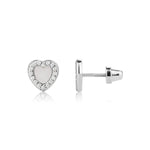 Kids Sterling Silver Mother of Pearl Heart Earrings