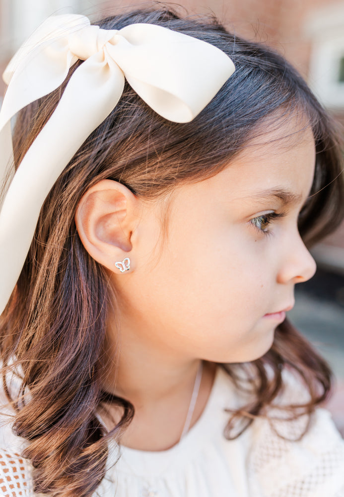 Sterling Silver Pink Butterfly Earrings