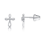 Sterling Silver Infinity Cross Earrings for Baptism or Christening Gifts