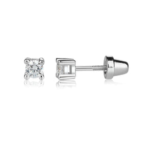 Sterling Silver Kid's Clear CZ Stud Earrings