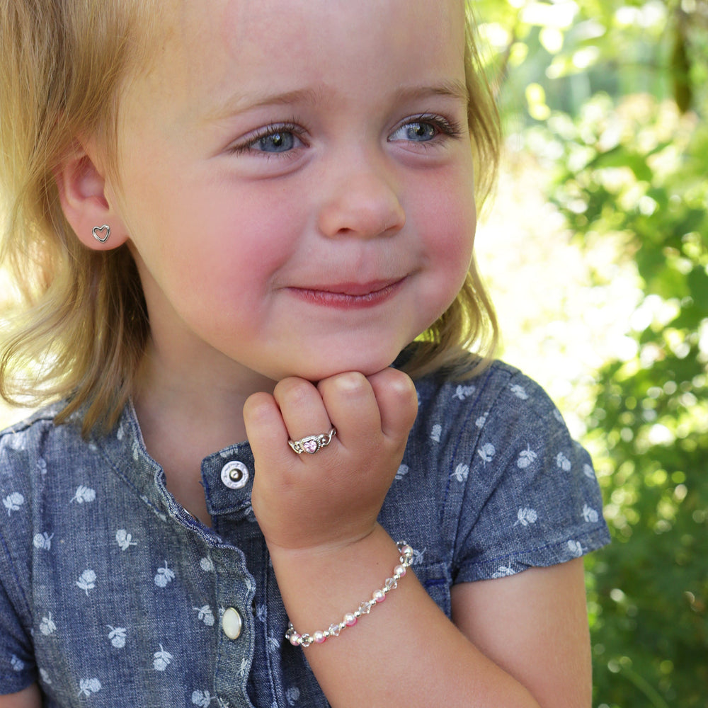 Sterling Silver Children's Hollow Heart Earrings