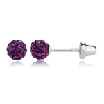 Sterling Silver Amethyst Stardust Ball Screw Back Earrings