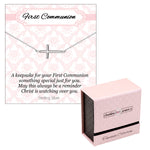 Timeless First Communion Gift For Girls Sideways Cross Necklace